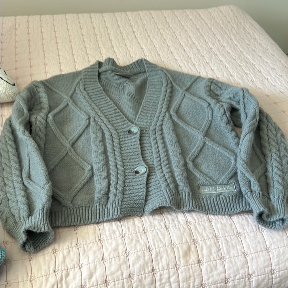 Taylor Swift TTPD -Cable Knit Cardigan Sweater - Gray